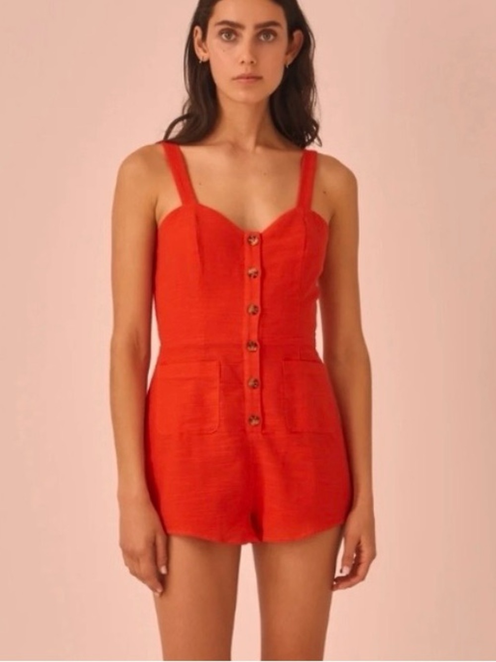🌻NWOT REVOLVE The Fifth Label The Realism Playsuit Orange Button Romper Size XS